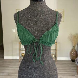 Sexy Green Brazilian Cut Ruched Sexy Bikini Top Size small